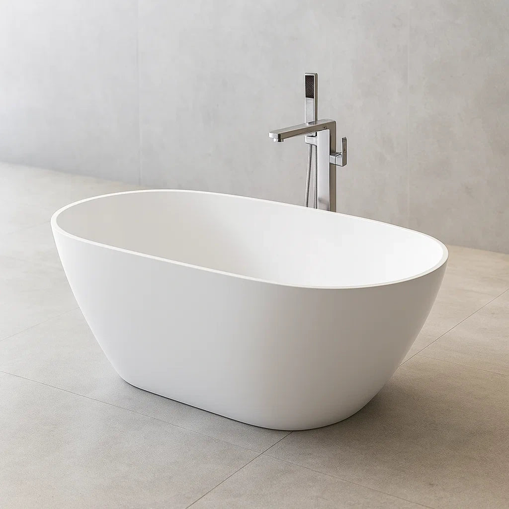 Vasca da bagno ovale freestanding in acrilico bianco