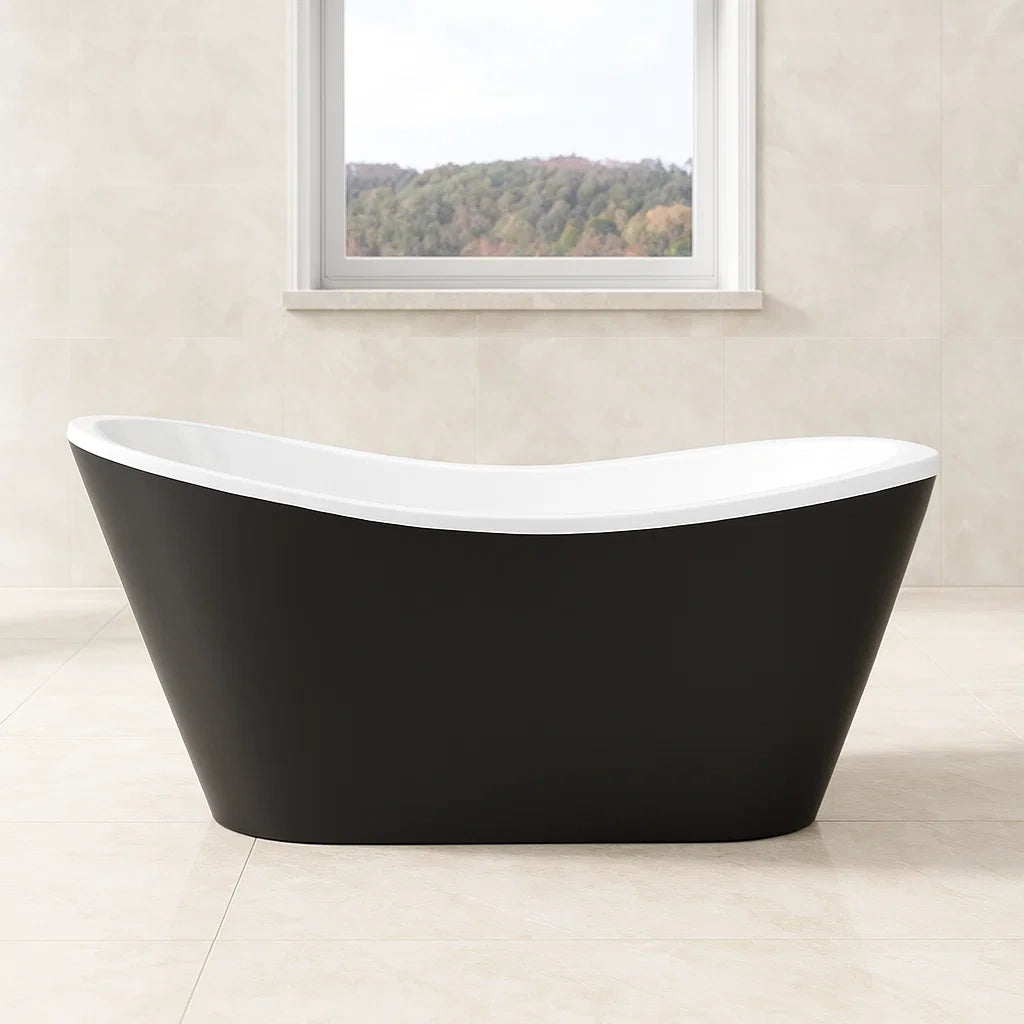Vasca da bagno freestanding in acrilico Nero/Bianco 170 cm