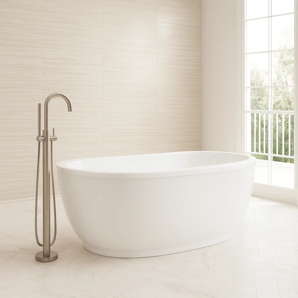 Vasca da bagno freestanding ovale in acrilico bianco