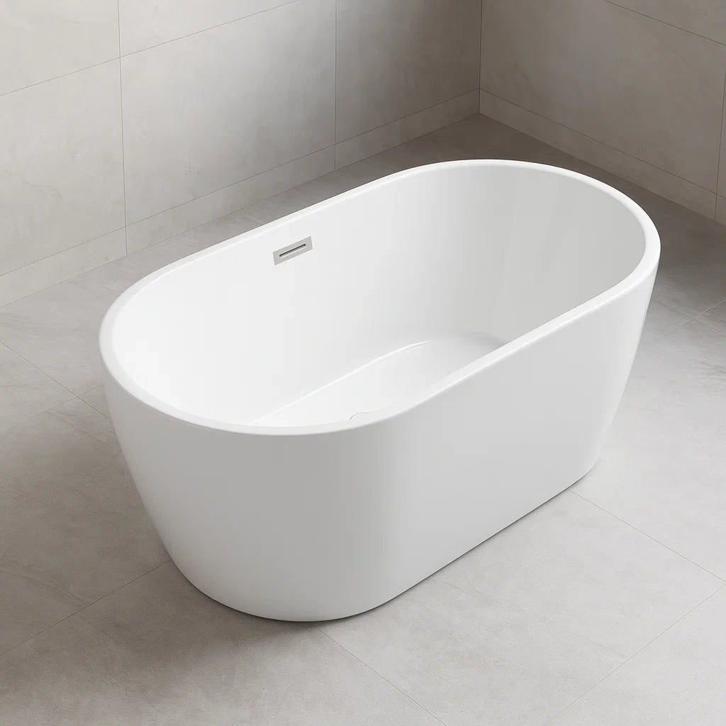 Vasca da bagno in resina acrilica bianca ovale 170x80x60 cm