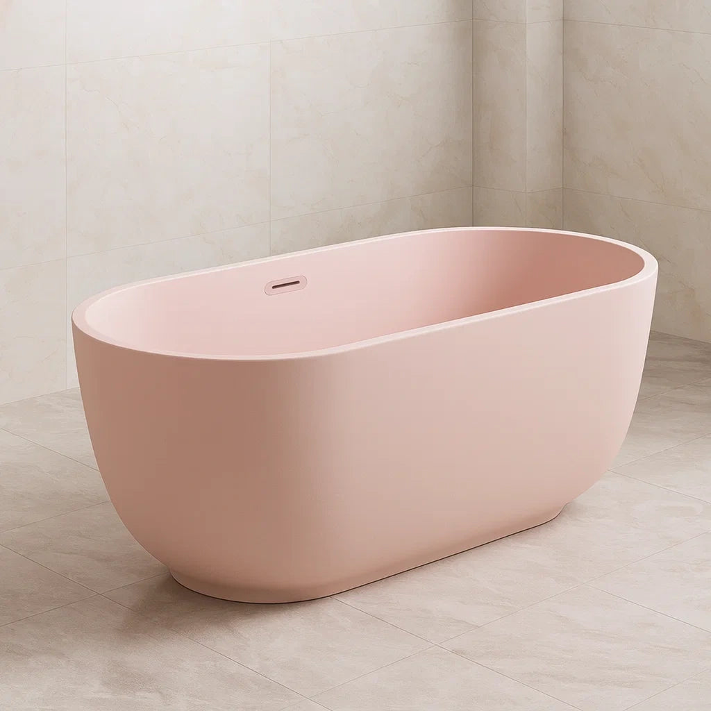 Vasca da bagno autoportante in acrilico rosa 170x80x60 cm