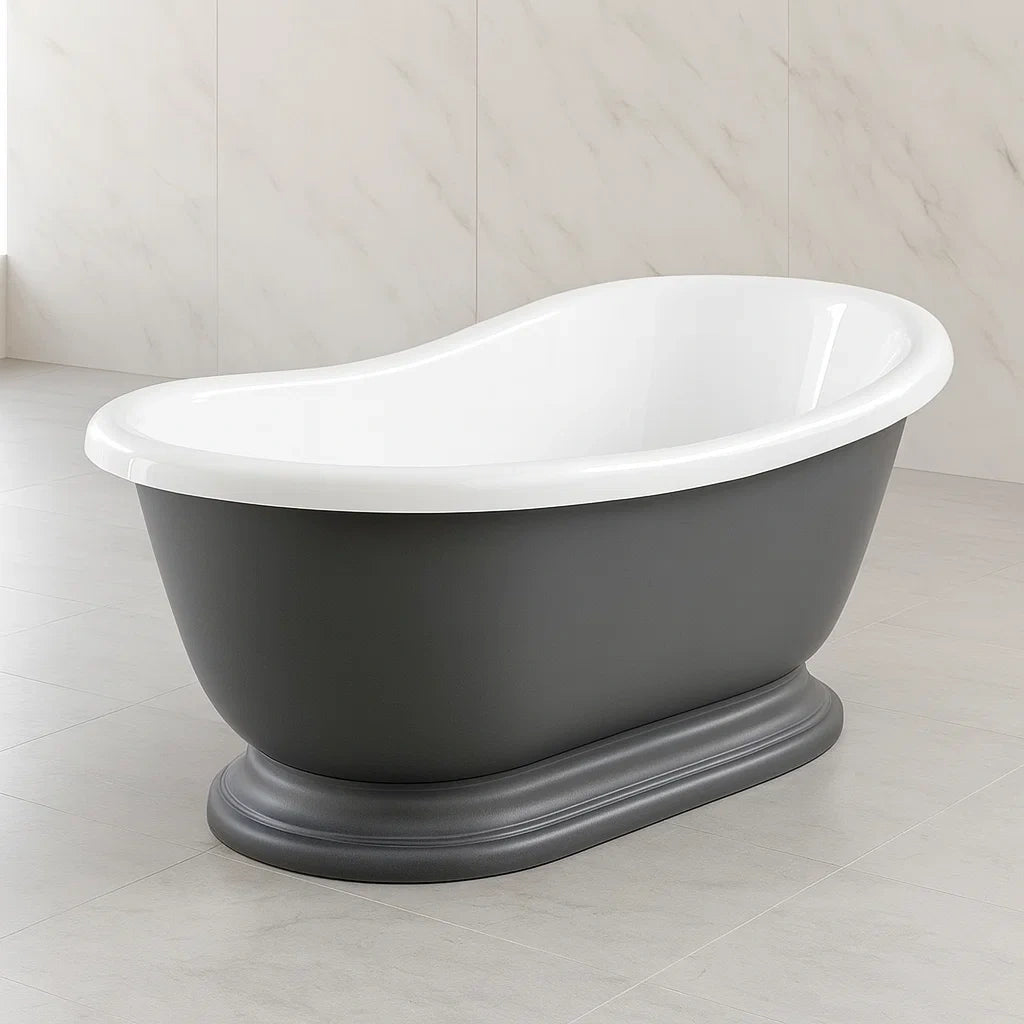 Vasca da Bagno Freestanding Acrilico Grigio Antracite e Bianco