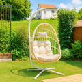 Sedia Sospesa da Esterno in Rattan Sintetico con Cuscino