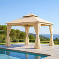 Gazebo da Giardino in Acciaio e Poliestere Beige
