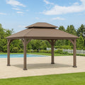 Gazebo da Giardino in Alluminio e Acciaio Galvanizzato Marrone
