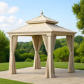 Gazebo da Giardino 3x3m in Acciaio con Tende in Tessuto Impermeabile