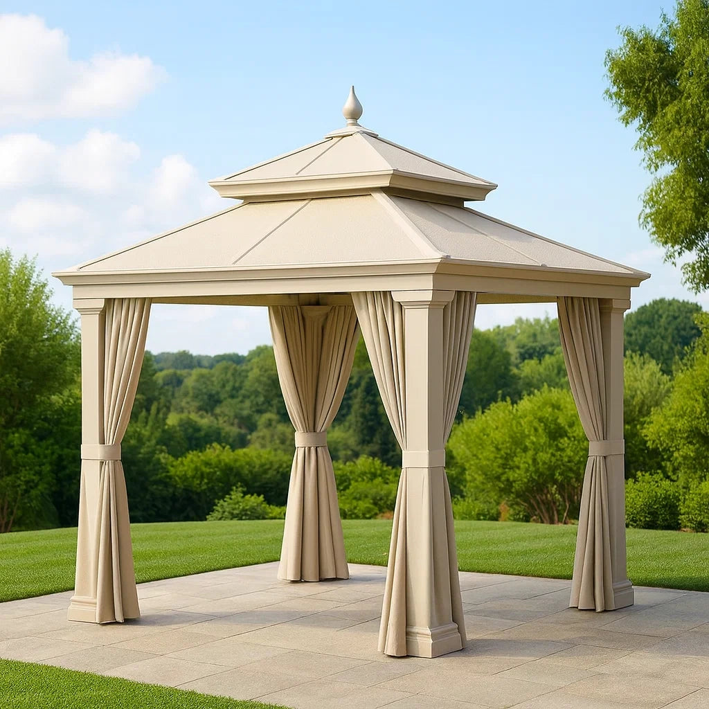 Gazebo da Giardino 3x3m in Acciaio con Tende in Tessuto Impermeabile