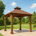 Gazebo in Legno Massello Marrone 300x300 cm
