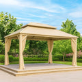 Gazebo in Alluminio con Tende 3x3m Beige