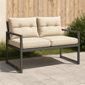 Divano da Giardino in Metallo con Cuscini in Tessuto Beige