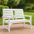 Panchina da Giardino in Plastica Bianco con Tavolino