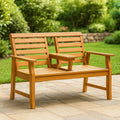 Panchina da Giardino in Legno con Tavolino Pieghevole