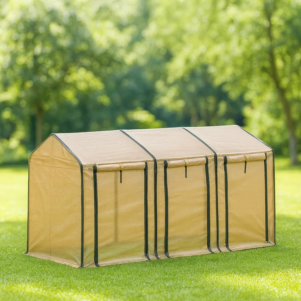 Serra da Giardino in Poliestere con Struttura in Acciaio Beige 200x100x100 cm