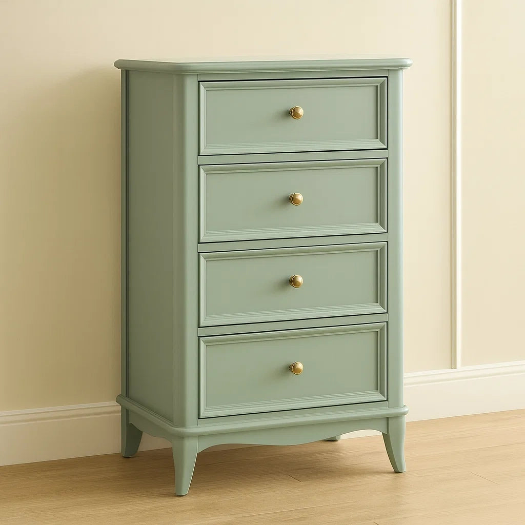 Cassettiera in Legno con 4 Cassetti Verde