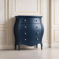 Cassettiera in Legno Massello Blu con 4 Cassetti