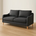 Divano in Tessuto Poliestere Grigio Antracite con Gambe in Legno