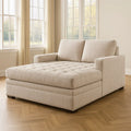 Divano letto chaise longue in tessuto Beige