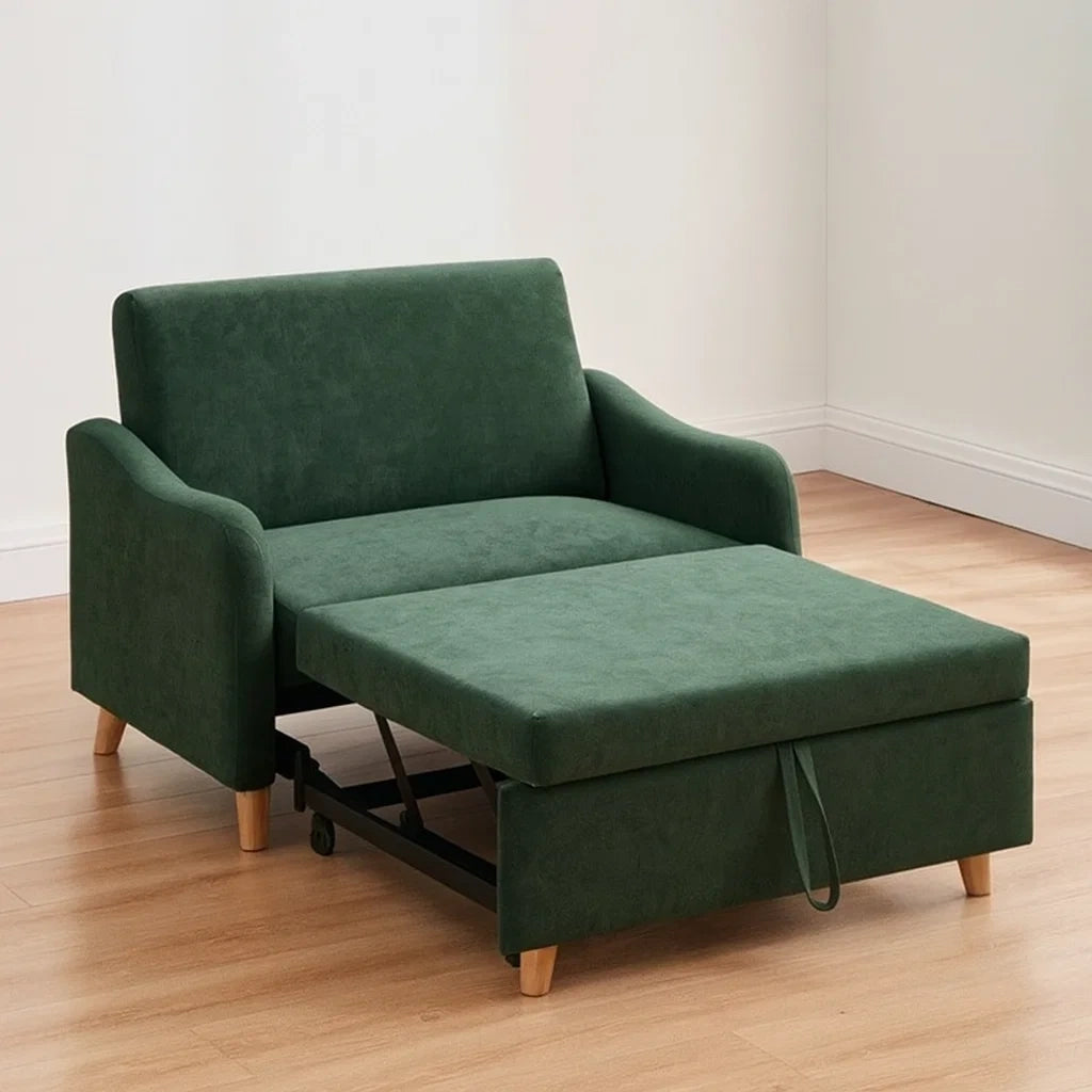 Divano Letto Singolo Verde in Tessuto Poliestere