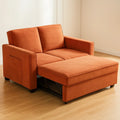 Divano Letto Due Posti con Chaise Longue in Tessuto Arancione