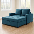 Divano Letto in Tessuto Blu Petrolio con Contenitore