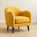 Poltrona in Tessuto Poliestere Giallo con Gambe in Legno