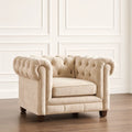 Poltrona in Microfibra Beige con Schienale Trapuntato