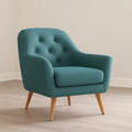 Poltrona in tessuto poliestere verde con gambe in legno