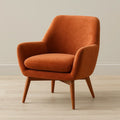 Poltrona in Tessuto Arancione con Gambe in Legno