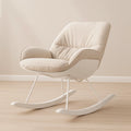 Poltrona a dondolo in Metallo con Rivestimento in Tessuto Beige