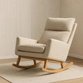 Sedia a dondolo in legno e tessuto beige