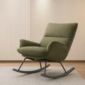 Poltrona a Dondolo in Cotone Verde con Struttura in Metallo