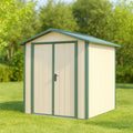 Capanno da Giardino in Metallo 213x130x185 cm Beige e Verde