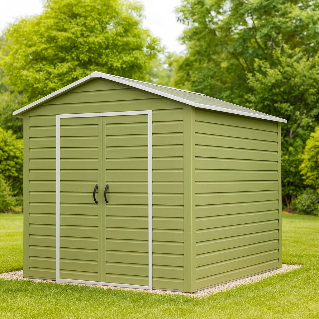 Capanno da Giardino in PVC Verde con Doppia Porta 213x120x190 cm