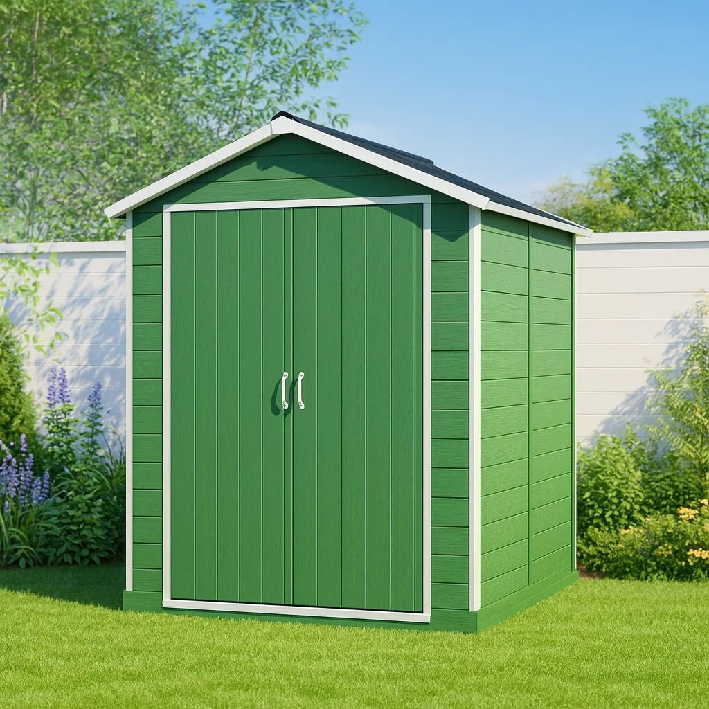 Capanno da Giardino in Legno Composito Verde 210x130x185 cm
