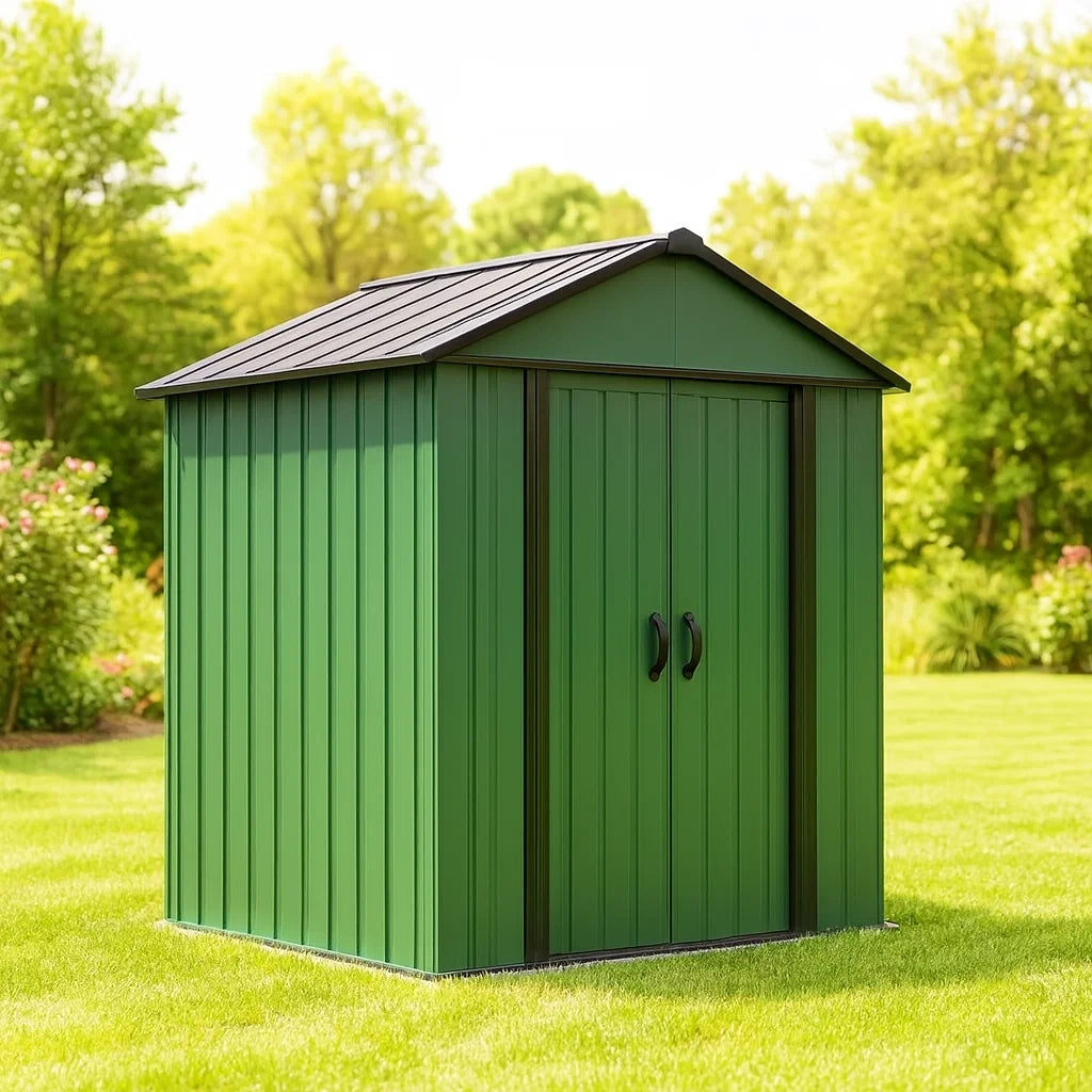 Capanno da Giardino in Metallo Verde 213x127x188cm