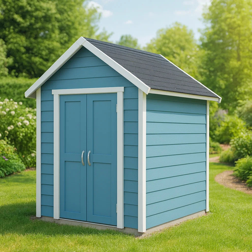 Capanno da Giardino in Legno Verniciato Blu/Bianco
