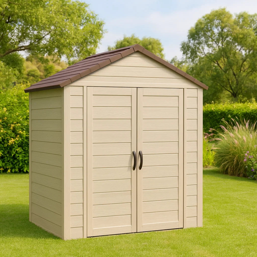 Capanno da Giardino in Legno Composito Beige Marrone