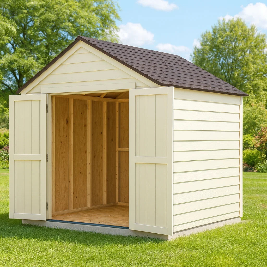Capanno da Giardino in Legno di Pino con Doppia Porta Beige